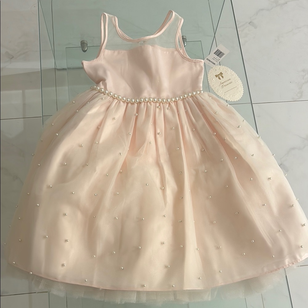 American Princess Light Pink Dress with Pearl Details
